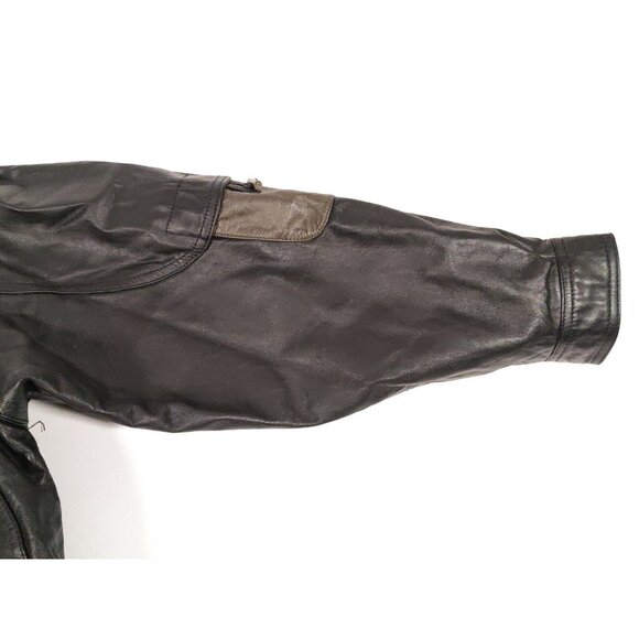 Vintage J Park Mens  Leather Jacket W Hood Bomber Biker Rock Steampunk XL - Picture 3 of 11